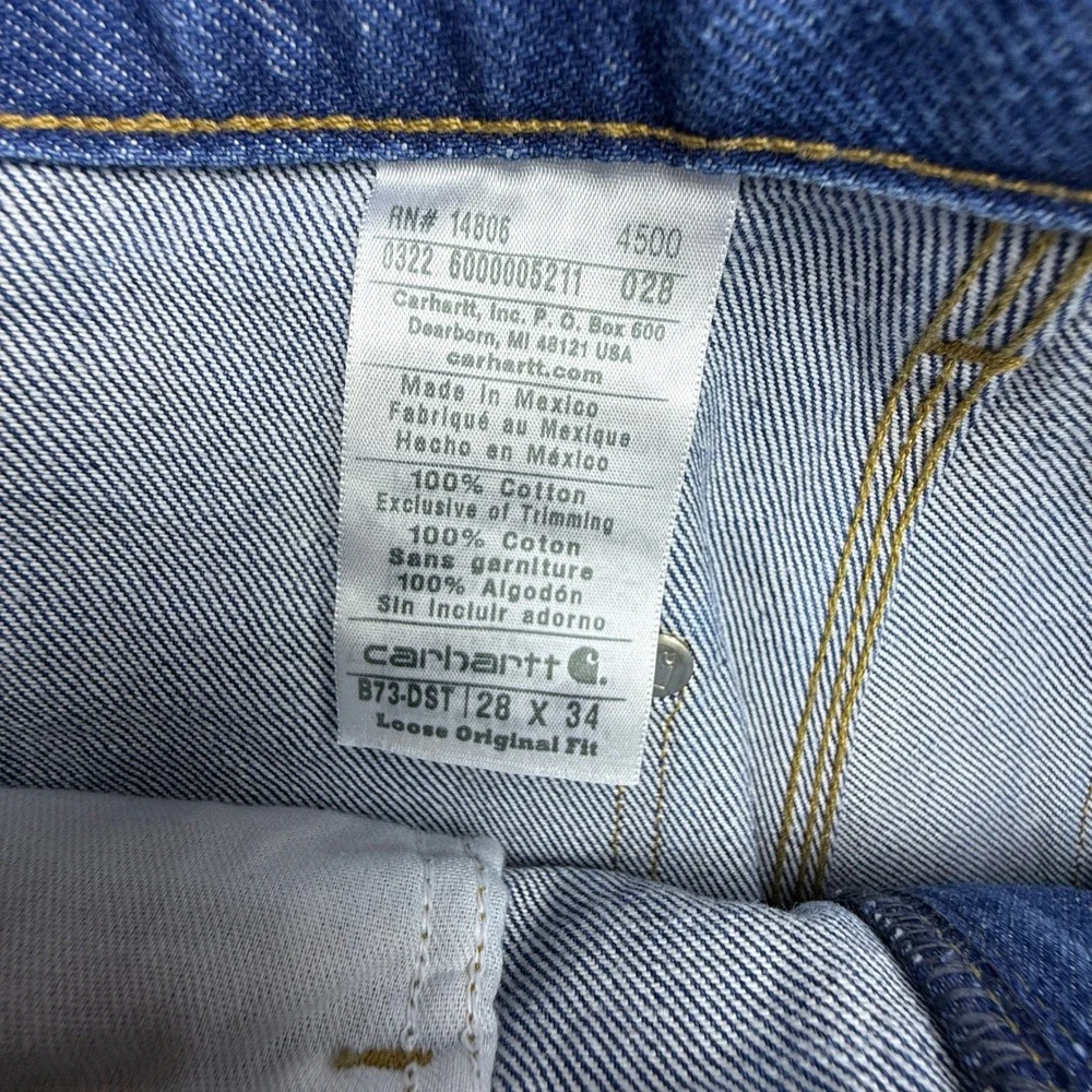 Carhartt Double Front Washed Logger Dungaree Jeans B73 DST Darkstone 28x34 NWT